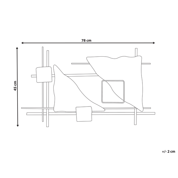 Skizze einer Wanddekoration mit den Maßen 78 mal 45 Zentimeter