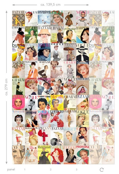 ESTAhome XXL-Vliestapete Zeitschriften-Covers Mehrfarbig - 50 x 900 cm - 158104