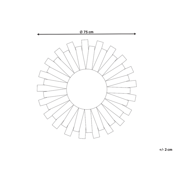 Abmessungen eines runden Spiegels mit einem Durchmesser von 75 cm