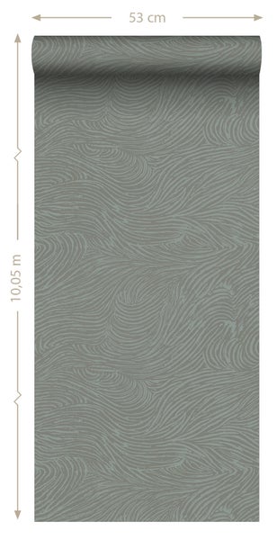 ESTAhome Tapete 3d Wellenförmige Linien Graugrün - 50 x 900 cm - 139664