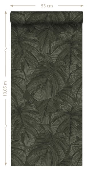 Origin Wallcoverings Tapete 3D Muster Blätter Dunkelgrün - 50 x 900 cm - 347920