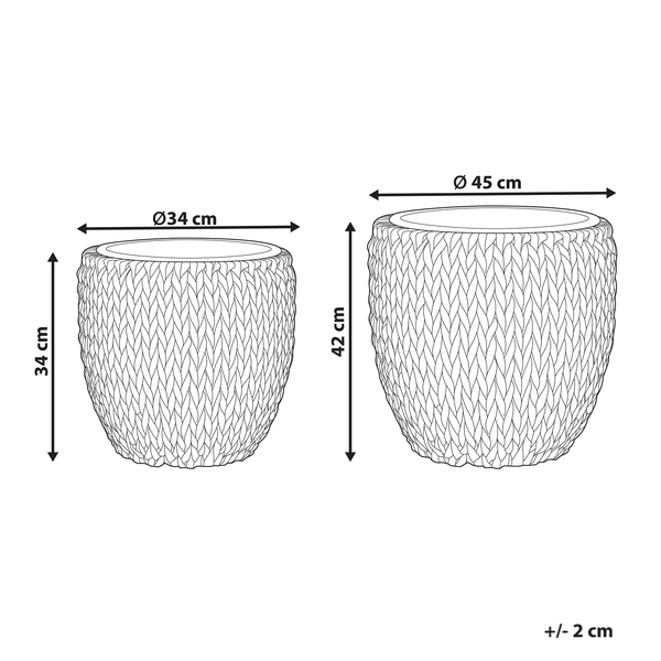 Set mit 3 Blumentöpfen BERBERIS Polyrattan 34/45 cm Dunkelbraun