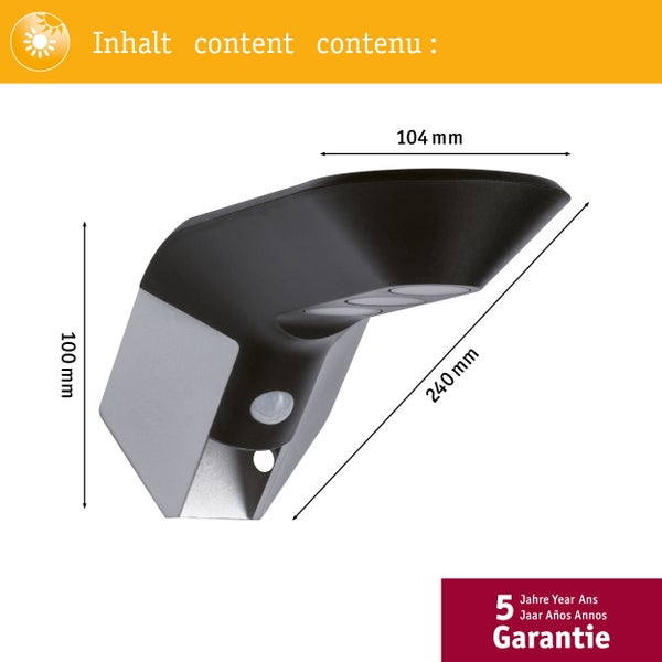 Solar LED Hausnummernleuchte Soley Bewegungsmelder IP44 3000K 42lm Anthrazit