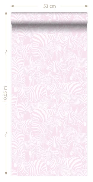 Origin Wallcoverings Tapete Zebras Hellrosa - 53 cm x 10.05 m - 346835