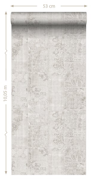Sanders und Sanders Tapete Kelim-Patchwork Hellgrau - 53 cm x 10.05 m - 935263