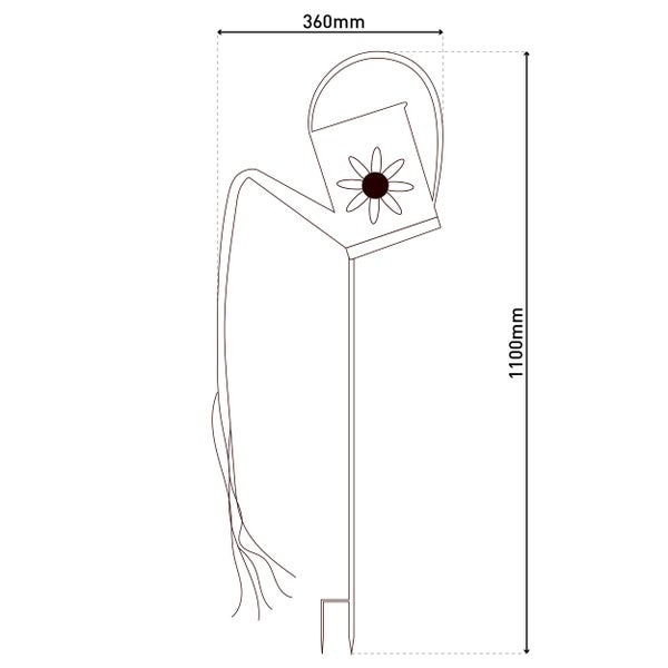 LED-Solar Erdspieß (Gießkanne) h: 110cm verzinkt , für Außen, Erdspieß aus  Metall und Kunststoff in Silber,  mit integrierter LED