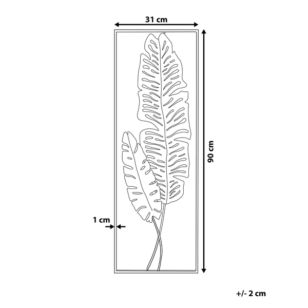 Dekorative Metall Wanddekoration mit Blattform im Rahmen