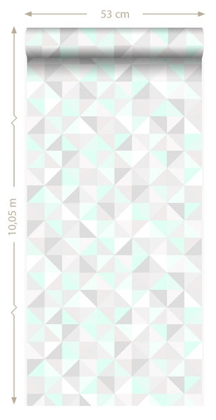 Origin Wallcoverings Tapete Dreiecke Pastell Mintgrün, Hellgrau, Weiß und Smaragdgrün - 53 cm x 10.05 m - 337206