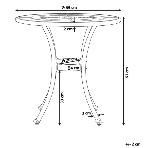 Outdoor Bistrotisch BOVINO 65 cm 65 cm Metall Dunkelbraun