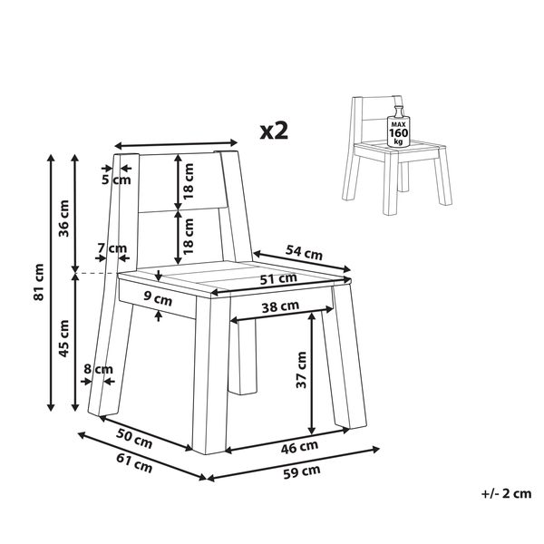 Gartenstuhl 2er Set LIVORNO Akazienholz Braun