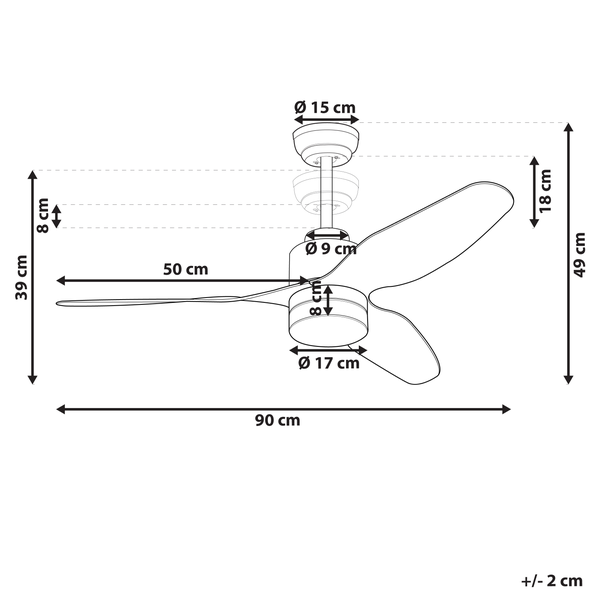 Deckenventilator mit Licht ANDERSON mit Fernbedienung Hellbraun
