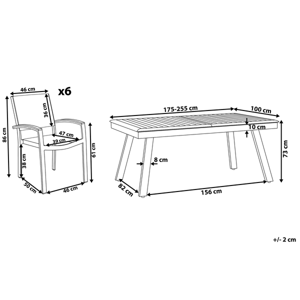 Gartenmöbel Set 6-Sitzer PERETA Metall Grau