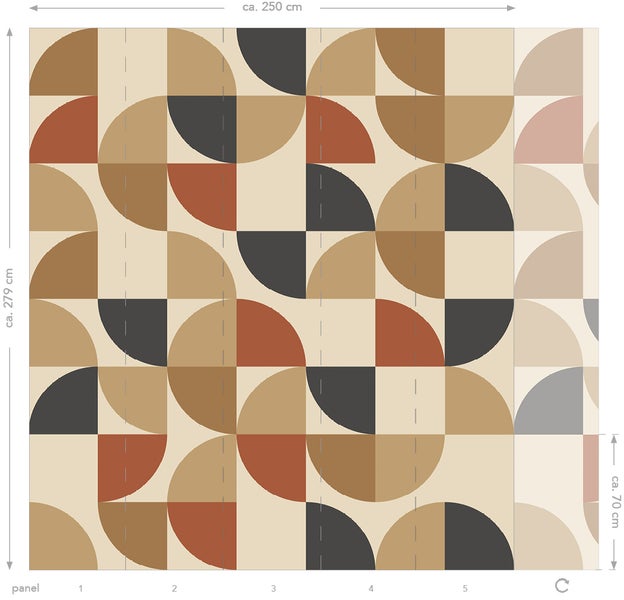 ESTAhome Fototapete geometrische Formen Beige, Terrakotta und Antrazitgrau - 2.5 x 2.7 m - 159389