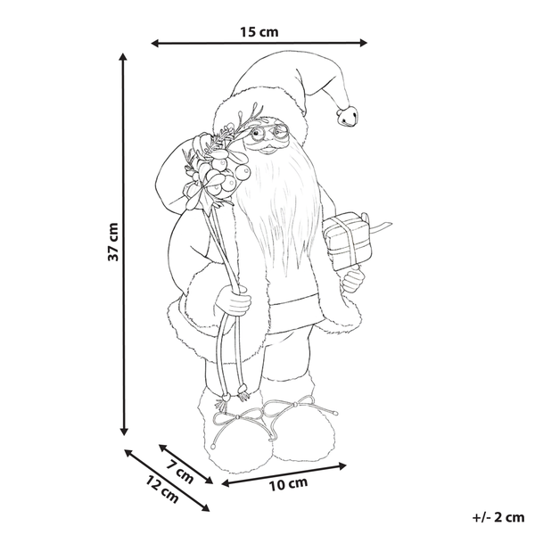 Skizze einer stehenden Weihnachtsmannfigur mit Größenangaben