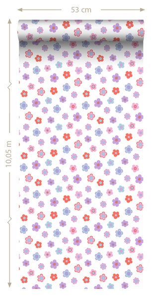ESTAhome Tapete Blumen Mehrfarbig - 50 x 900 cm - 131571