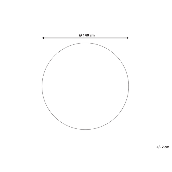 Grafik eines Kreises mit einem Durchmesser von 140 Zentimeter und einer Maßtoleranz von plus minus 2 Zentimeter.