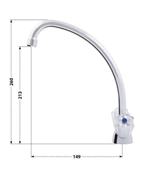 aquaSu® Zweigriffmischer Standard Plus für Küchenspüle | Schwenkbarer HU-Auslauf | Höhe 26 cm | Auslaufhöhe 21,3 | Chrom | Wasserhahn Küche mit Befestigungsmaterial | Spüle | 062893