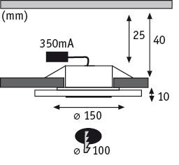 Premium LED Einbauleuchte Whirl Einzelleuchte rund 150mm 6,9W 450lm 230V 3000K Alu gedreht, Satin