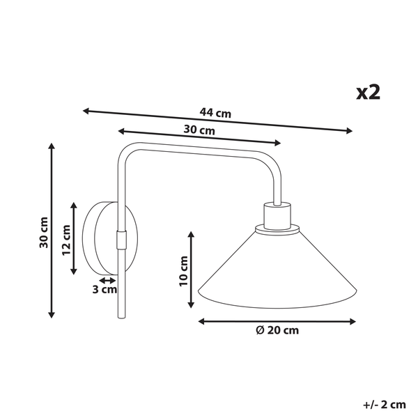 Abmessungen der Wandleuchte