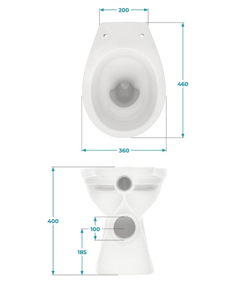 Calmwaters® Weißes Stand WC Universal als Tiefspüler, waagerechter Abgang, Toilette mit Spülrand, hygienische Sanitärkeramik, Standard-Form, WC Wandablauf, Weiß, 07AB2318
