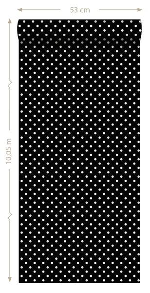 ESTAhome Tapete Punkte Schwarz und Weiß - 53 cm x 10.05 m - 138501