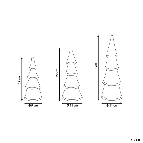 Dekofigur Glas weiß Weihnachtsbaum mit LED-Beleuchtung 3er Set KIERINKI