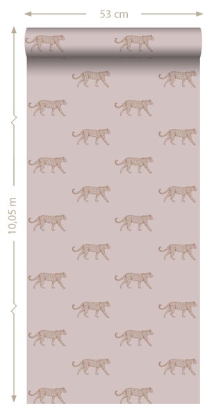 Origin Wallcoverings Tapete Panter Altrosa und Gold - 53 cm x 10.05 m - 347729
