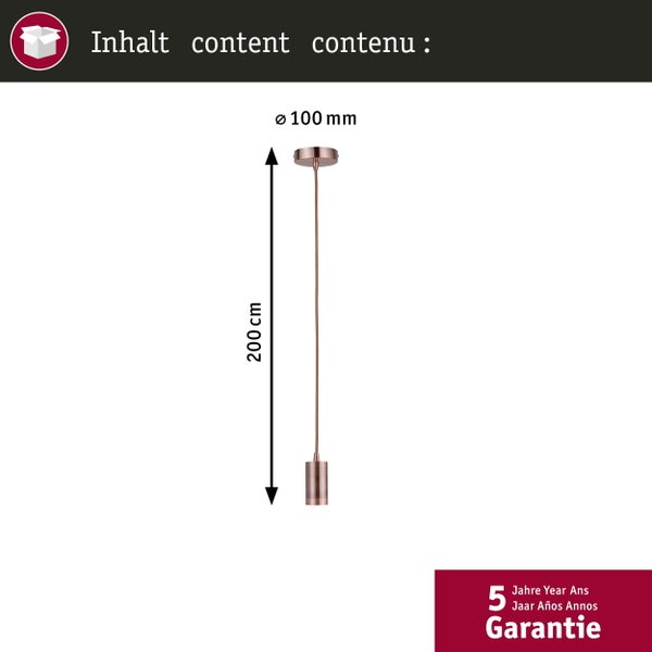 Neordic Pendelleuchte Haldis E27 max. 60W Kupfer dimmbar Metall