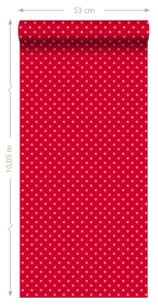 ESTAhome Tapete Punkte Rot und Rosa - 53 cm x 10.05 m - 115740