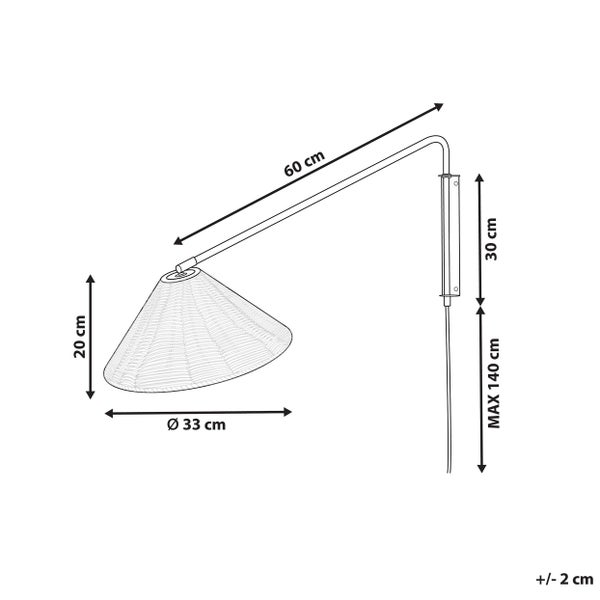 Wandlampe PALENA verstellbar Rattan Naturfarben
