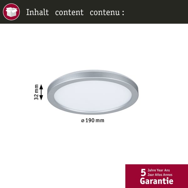LED Panel Atria Shine IP44 rund 190mm 7,6W 1100lm 3000 - 6500K Chrom matt