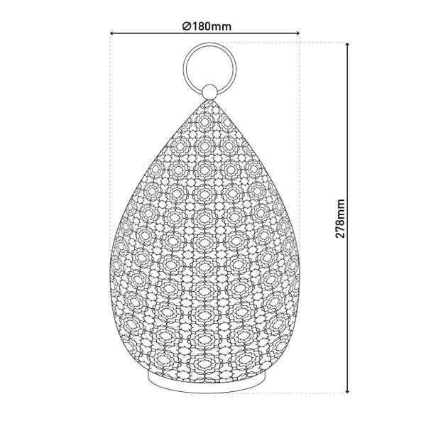 LED Dekoleuchte 27,8 cm hoch in Antik-Gold, für Außen,  aus Metall und Kunststoff, mit integrierte LED