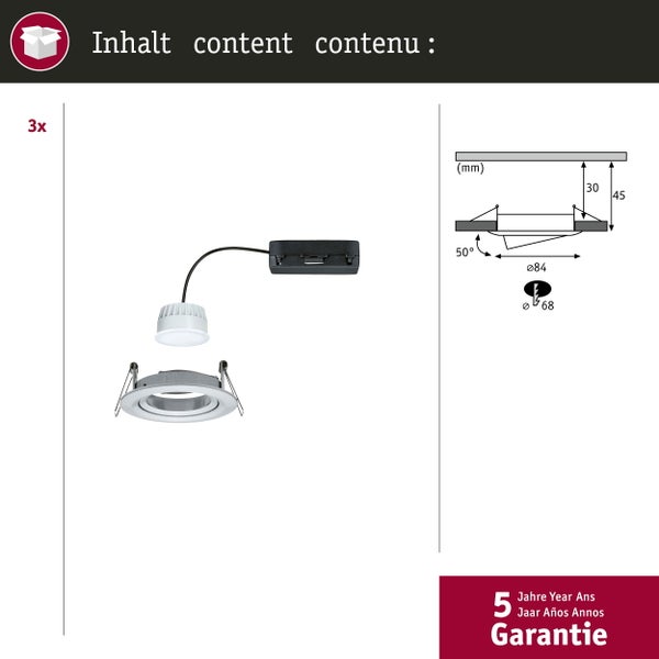 LED Einbauleuchte Nova Coin rund 84mm 50° RGBW+ 3x6W 3x500lm 230V Alu gedreht Aluminium