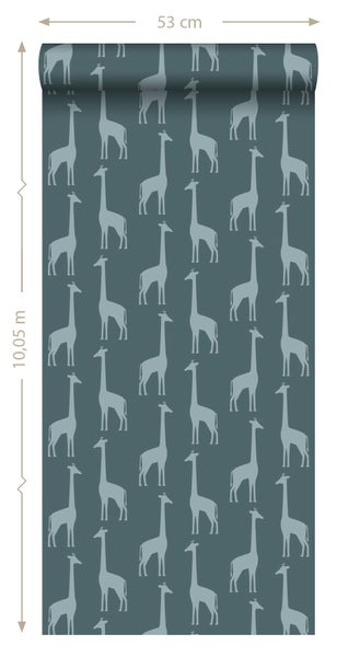ESTAhome Tapete Giraffen Dunkelblau - 53 cm x 10.05 m - 139061