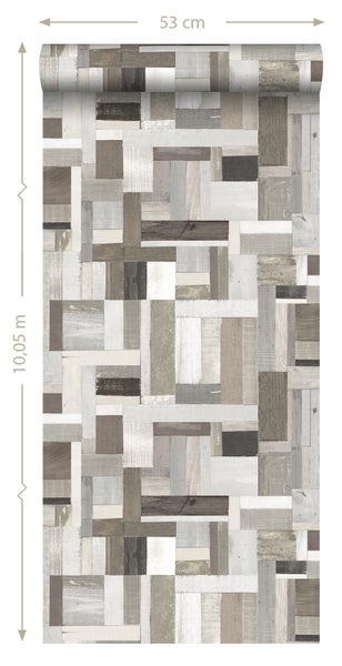 ESTAhome Tapete Holz-Optik Beige und Taupe - 53 cm x 10.05 m - 138513