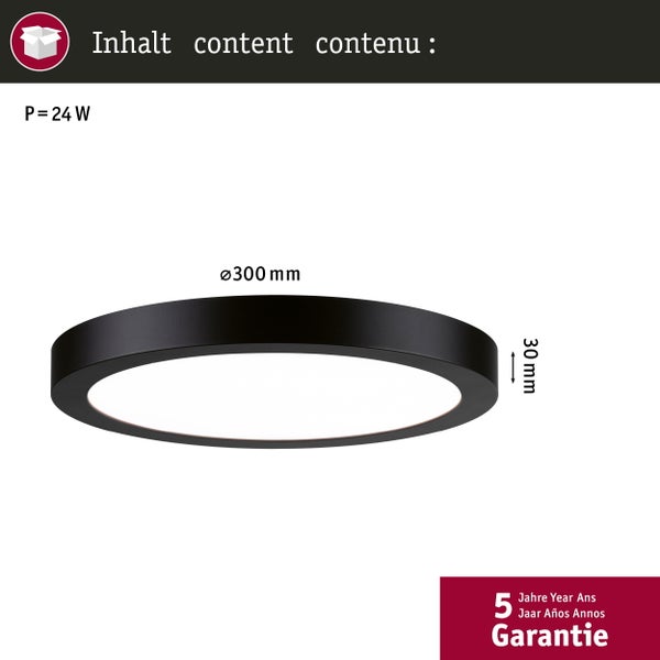 LED Panel Abia rund 300mm 22W 2200lm 4000K Schwarz