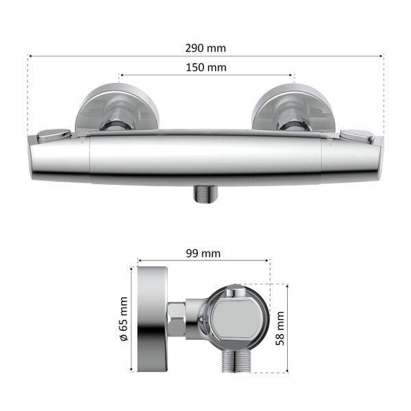 instmaier Duschthermostat T1 | wassersparende Eco-Stop Funktion | Duscharmatur mit einstellbarem Verbrühschutz | Mischbatterie Dusche Chrom | für konstante Wassertemperatur