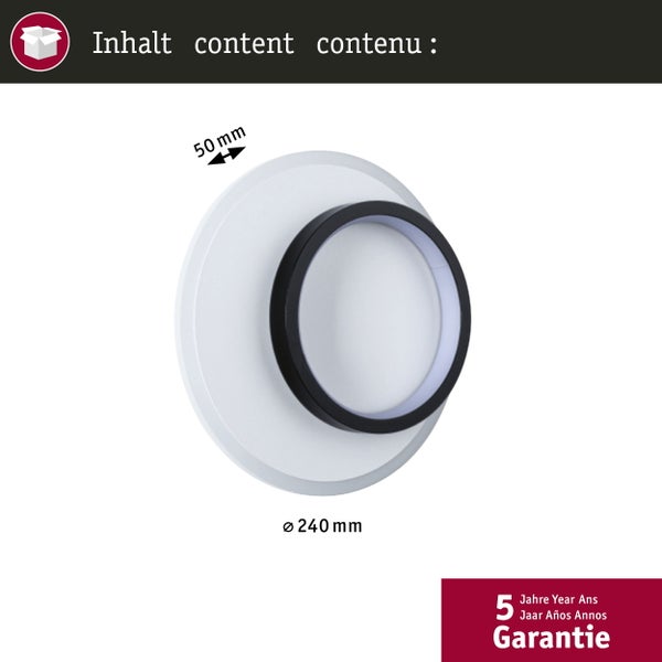 LED Wandleuchte 2Form 4000K 1190lm / 870lm 230V 9,5W / 7W Weiß, Schwarz