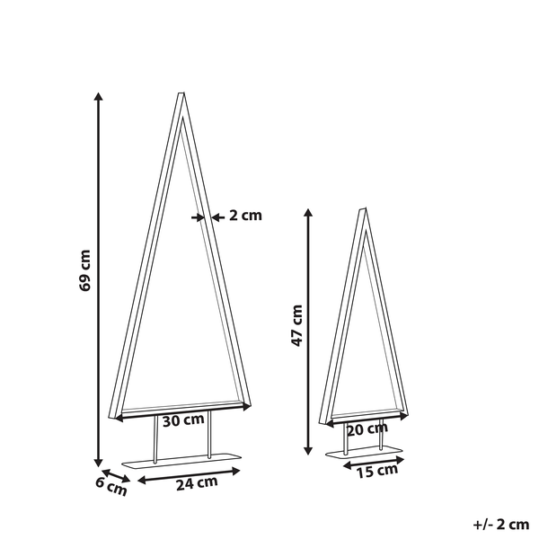 Abmessungen von zwei dekorativen Dreiecken