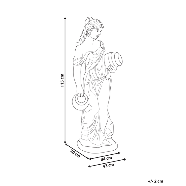 Dimensionsdarstellung einer Frauenstatue mit Amphore, Höhe 115 cm