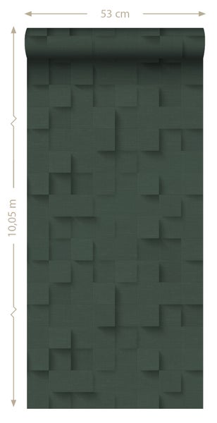 Origin Wallcoverings Tapete 3D-Würfel Dunkelgrün - 50 x 900 cm - 347899