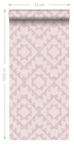 ESTAhome Tapete Marrakescher Aztec-Teppich Violettrosa - 53 cm x 10.05 m - 148676