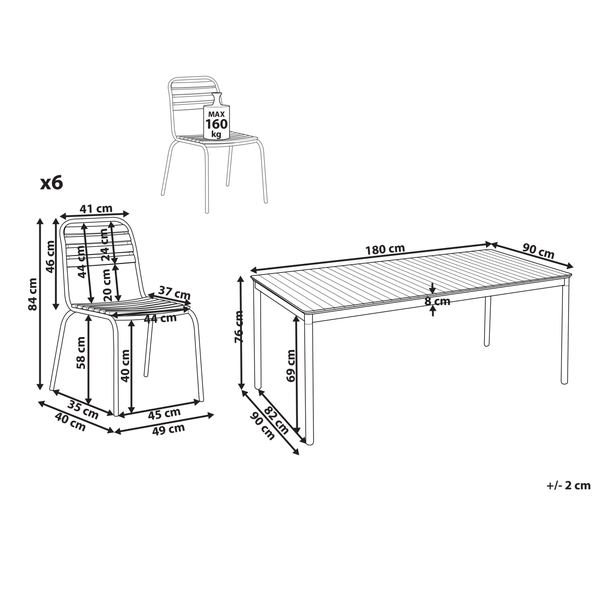 Gartenmöbel Set 6-Sitzer VALLESE Akazienholz Braun