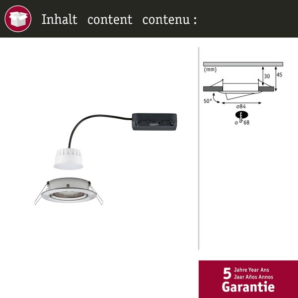 LED Einbauleuchte Nova Coin rund 84mm 50° RGBW+ 6W 500lm 230V Eisen gebürstet Aluminium