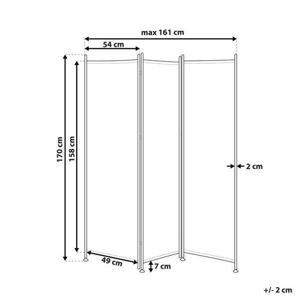 Raumteiler 3-teilig NARNI Schwarz 161 cm 170 cm