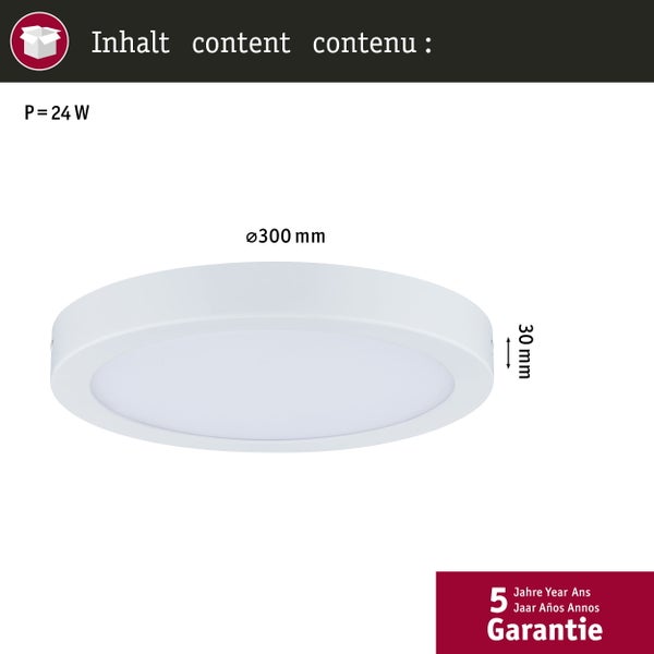 LED Panel Abia rund 300mm 22W 2200lm 2700K Weiß