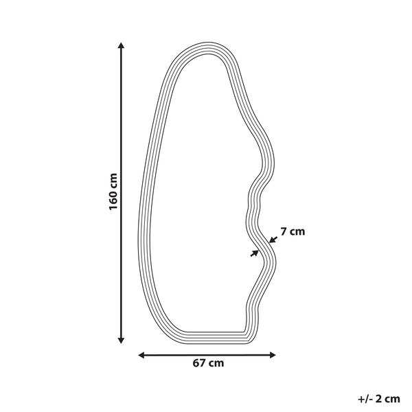 Rückseite eines Spiegels mit unregelmäßiger Form