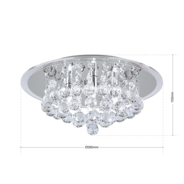 Deckenluster Kristall 4-flammig silber