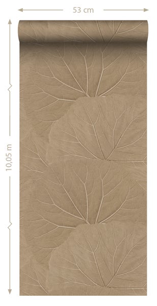 ESTAhome Tapete Blätter Sandbeige - 53 cm x 10.05 m - 139917