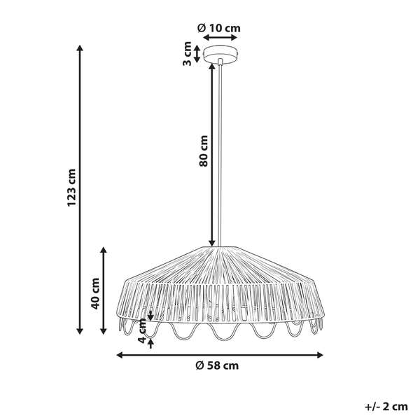 Technische Zeichnung einer Pendelleuchte mit Maßangaben